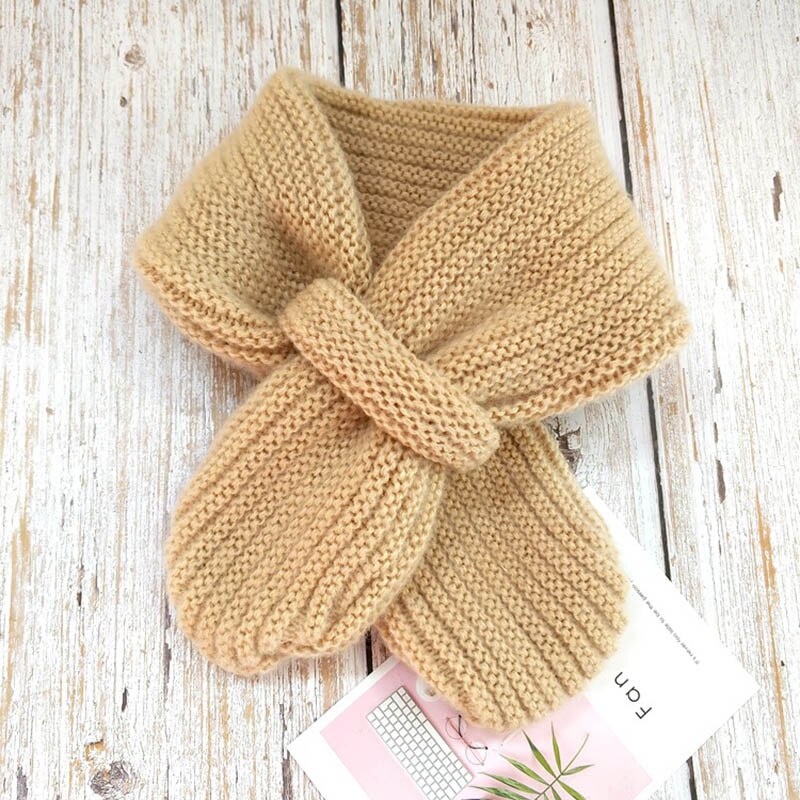 Mooie Herfst Winter Jongens Meisjes Effen Sjaal Warme Gebreide Sjaals Kids Kinderen Effen Kleur Halswarmer Breien Kraag Sjaal: Beige