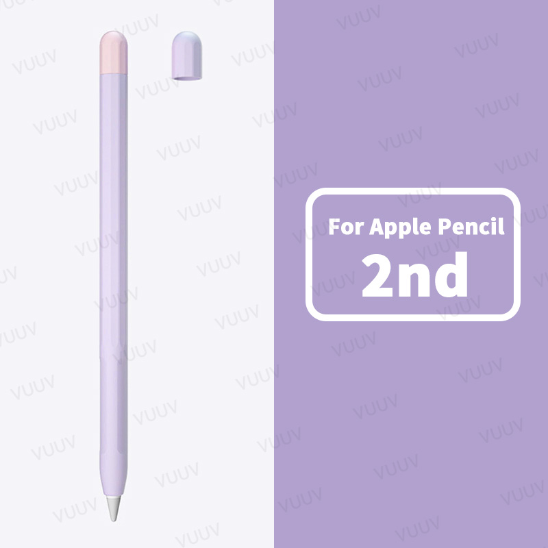 Étui souple en Silicone pour Apple Pencil, 1 ou 2 pièces, housse de protection Duotone, pour iPad de 1ère et 2ème génération: 2nd Purple