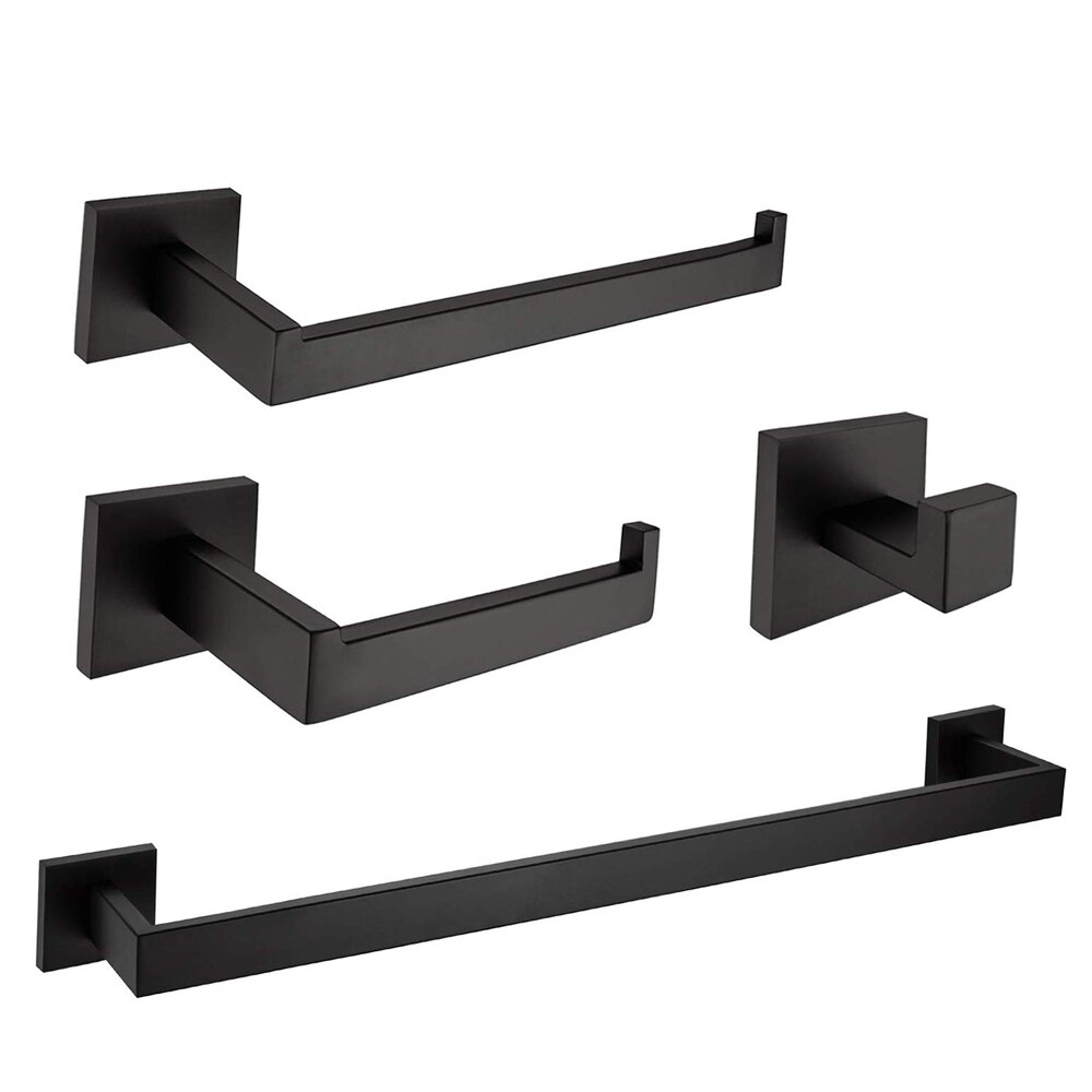 Accesorios de baño de acero inoxidable negro mate, conjunto de ganchos para bata, toallero, toallero y soporte para papel higiénico