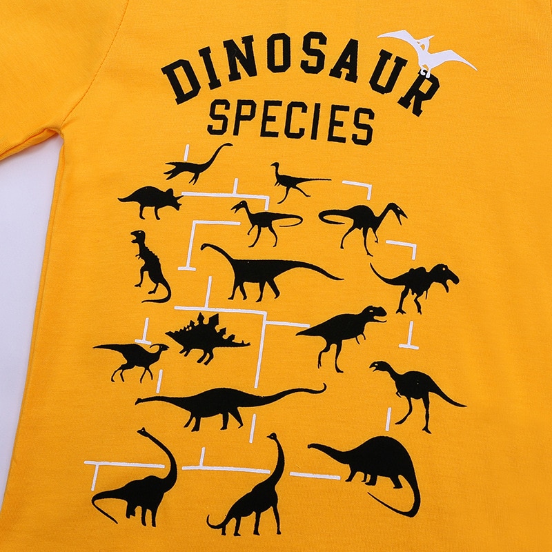 T-Shirt manches longues garçon | Vêtement de printemps et d'automne, avec motif de dinosaure, pour enfants de 2-13 ans