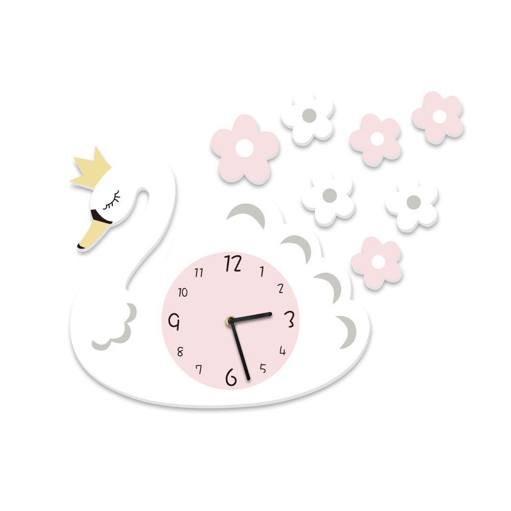 Funlife-reloj silencioso para decoración de sala de estar, accesorio de pared con de cisne blanco, con dibujos animados, Swc012: Default Title
