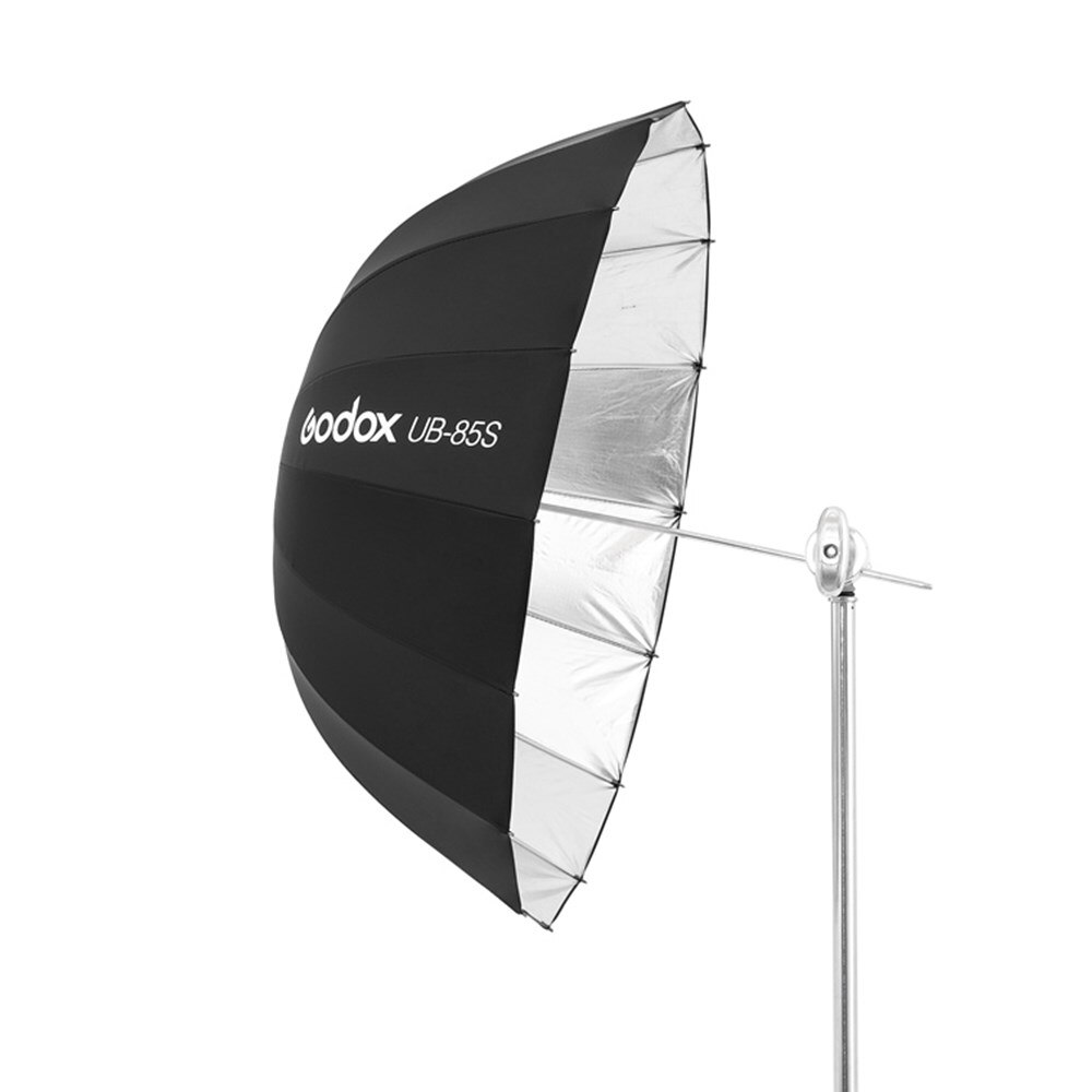 Godox UB-85S 33.5 Inch 85Cm Parabolische Zwart Reflecterende Paraplu Studio Licht Paraplu Met Zwart Zilver Diffuser Cover Doek: Kit 1