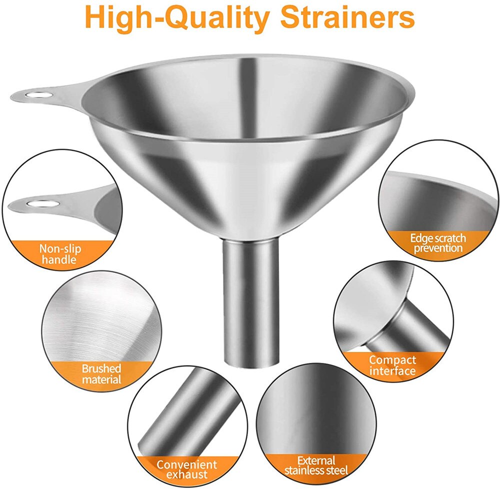 4 Pcs Metal Stainless Steel Funnel Food Grade Mini Funnels for Kitchen Use Filling Bottles Liquor Flask Tiny Spice Cooking Water