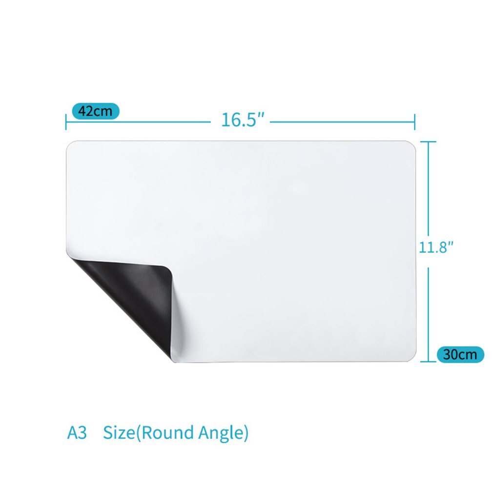 A3 Afgeronde Koelkast Magneet Wit Kleine Whiteboard Kinderen Magnetische Kantoor Billboard Zachte Whiteboards