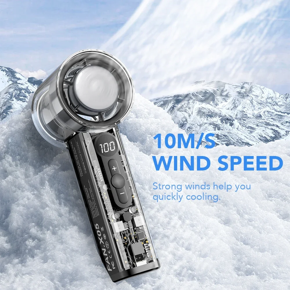 Portable Handheld Fan - 100-Speed Turbo Cooling, 3000mAh Rechargeable, High Wind Outdoor Mini Fan with Adjustable Airflow