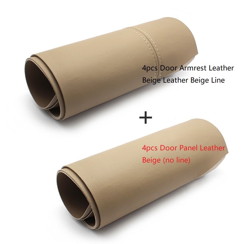 Panneau de poignée et accoudoir de porte | Pour l'intérieur de la voiture, couverture en cuir microfibre, garniture de remplacement pour VW Tiguan L 8 pièces: 8x Beige-Beige line