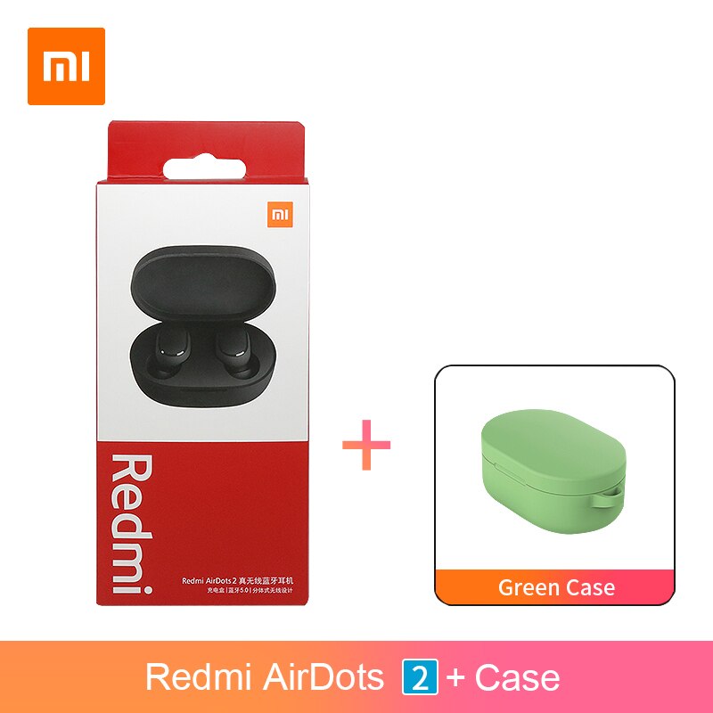 Xiaomi-auriculares inalámbricos Redmi AirDots S Redmi AirDots 2 TWS, originales, Bluetooth 5,0, reducción de ruido con micrófono, enlace automático: 2 add green case