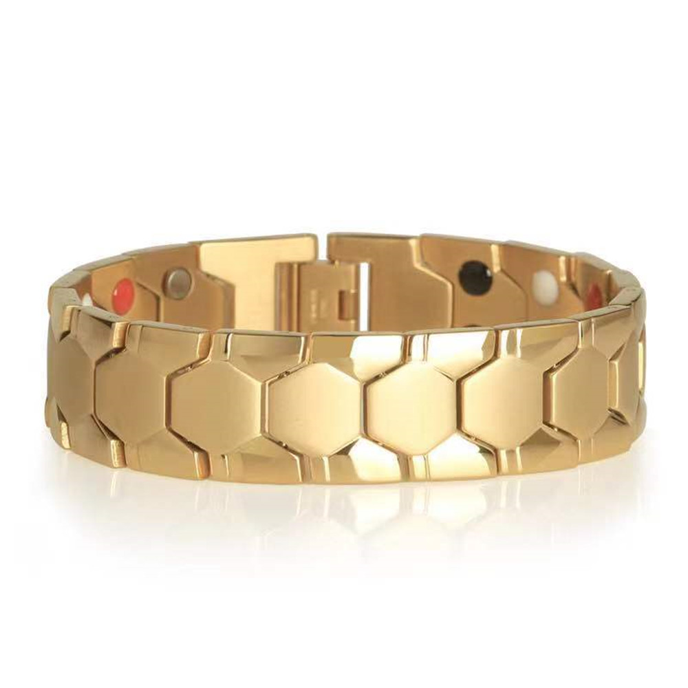 4 In 1 Magnetische Magneet Armband Mannen Heren Armbanden Sieraden Golden Zinklegering Armband Mannen