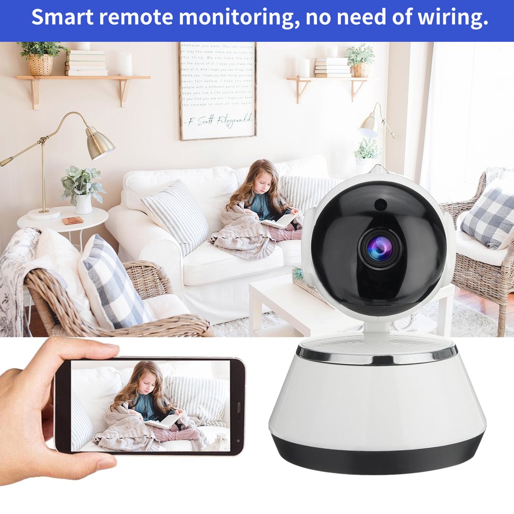 Videoovervågningskamera wifi ip kamera  hd 720p sikkerhedskameraer trådløst netværk videcam nattesyn vidvinkel