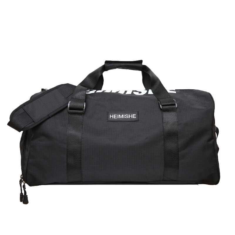 Sporttas grote capaciteit heren dames fitness waterdichte training sportschool schoudertas nylon reistas: Zwarte kleur