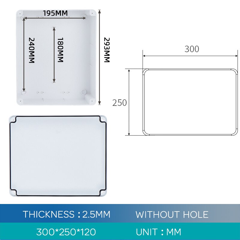 300*250*120MM ABS Plastic IP65 Waterproof Junction Box DIY Outdoor Electrical Connection box Cable Branch box: Without Holes