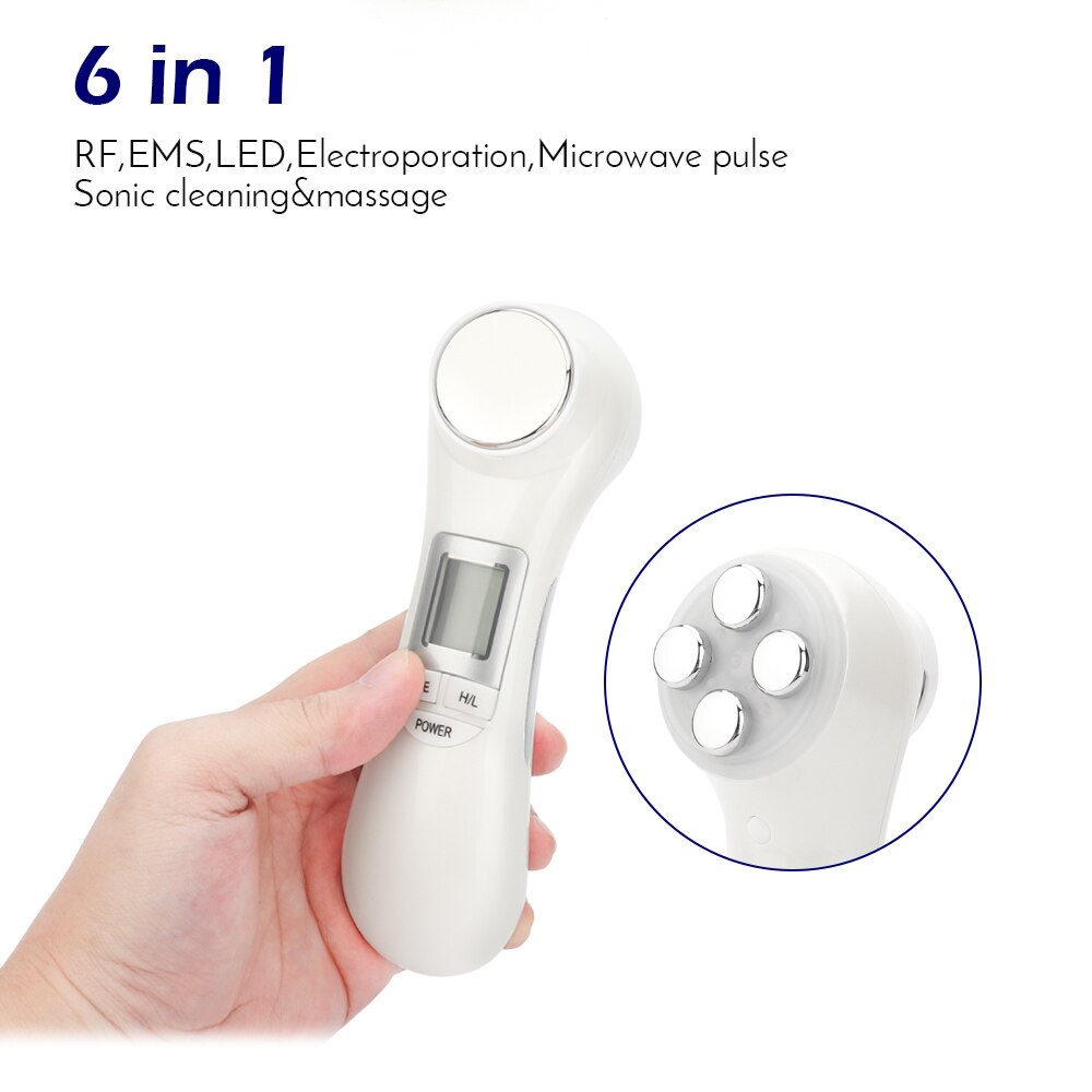 6 in 1 LED RF Photon Therapy Facial Skin Lifting Rejuvenation Vibration Device Machine EMS Ion Microcurrent Mesotherapy Massager