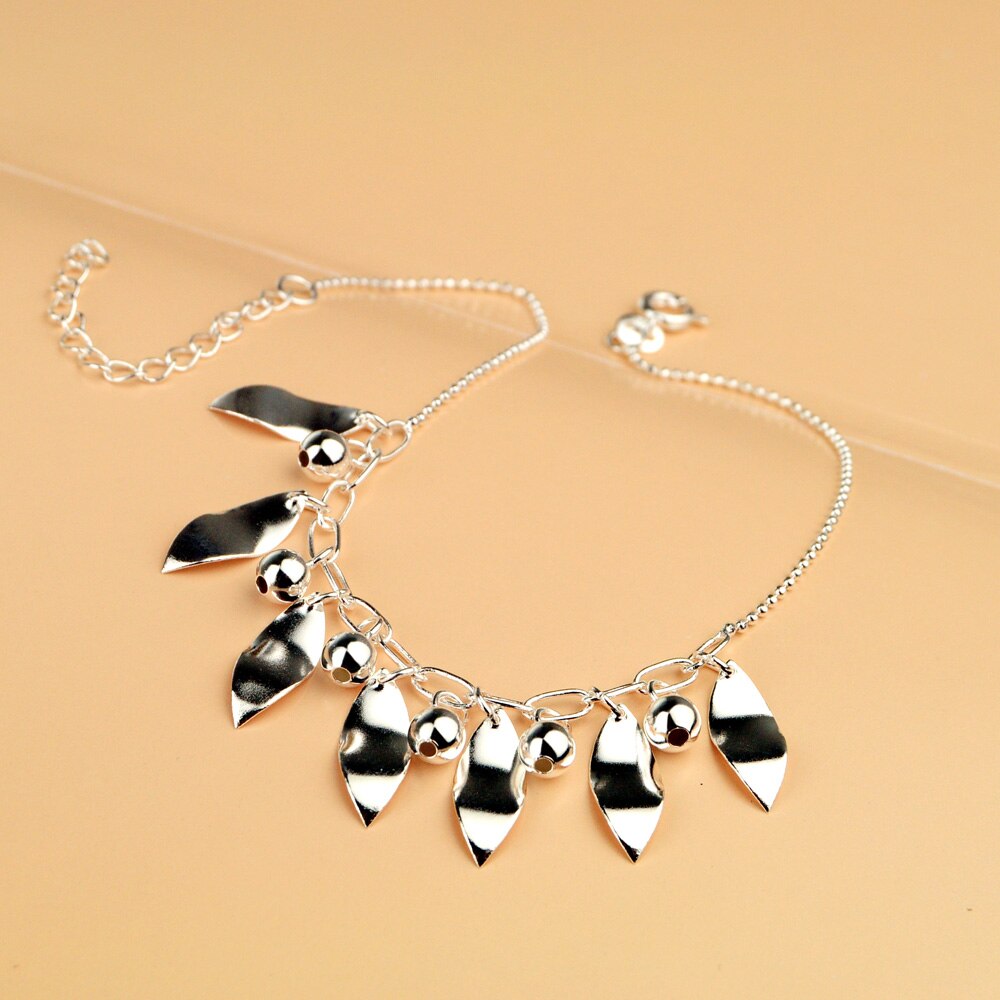 Indische fuß schmuck 925 Sterling silber ketten frauen Blatt anhänger Frau fuß ornamente von silber Sommer kollokation dekoration