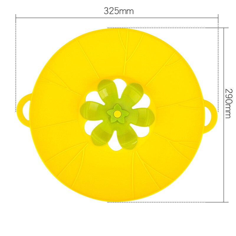 Silicone Anti-overflow Pot Lid Flower Shape Fresh-keeping Lid Steaming Rack Heat Insulation Rotatable Lid Kitchen Gadget: yellow L