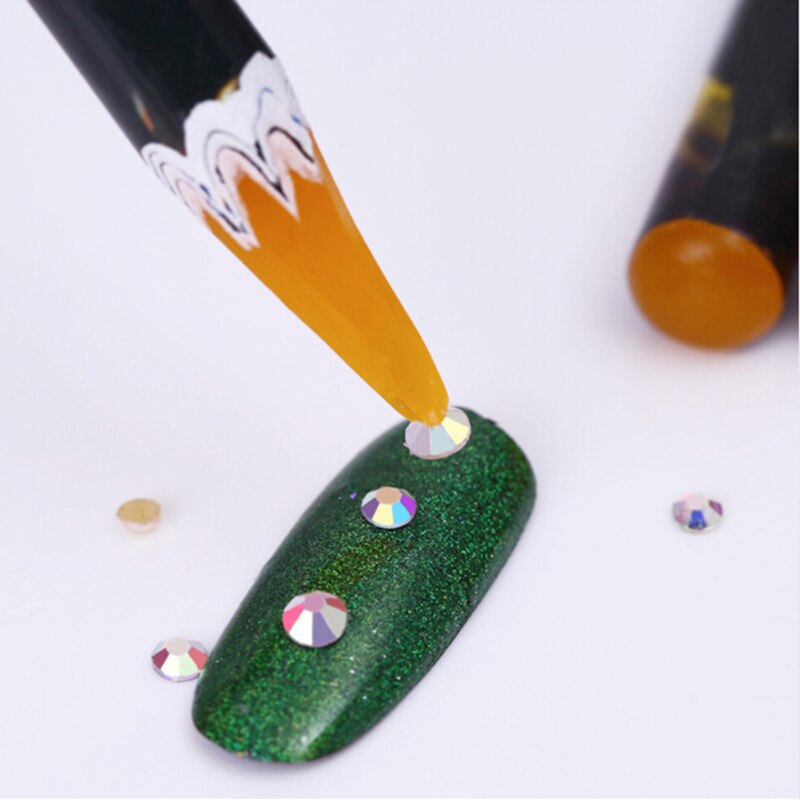 1Pcs Nail Art Wax Pen Nail Kralen Steentjes Picker Potlood Gem Crystal Pick Up Tool Voor Schoonheid Nail Art puntjes Gereedschap