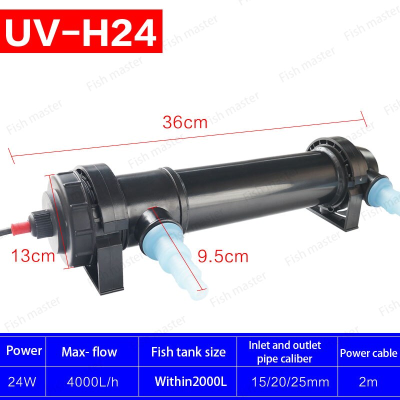JEBO-Lámpara esterilizadora UV, filtro ultravioleta, clarificador, limpiador de agua para estanque de peces Coral Koi, lámpara UV para acuario: Borgoña