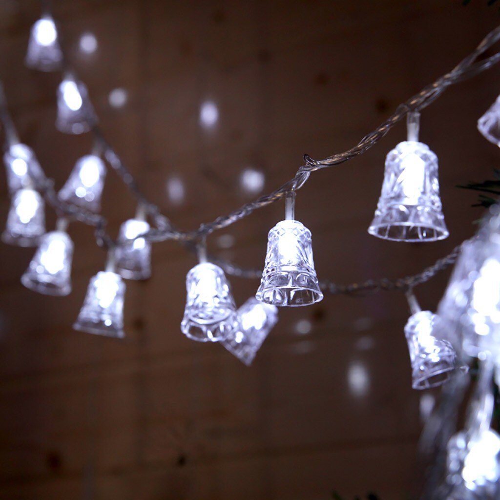 1.5m 10 led julklockor ljusslingor utomhusfest trädgårdsdekoration utomhus julfest bröllop juldekoration  #t1p: Vit