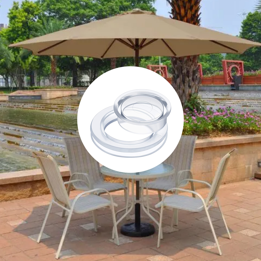 Juego de tapones y tapas de anillo de agujero más grueso para sombrilla, cristal para exterior, Patio, jardín, mesa de cubierta, 2 pulgadas, tamaño estándar transparente
