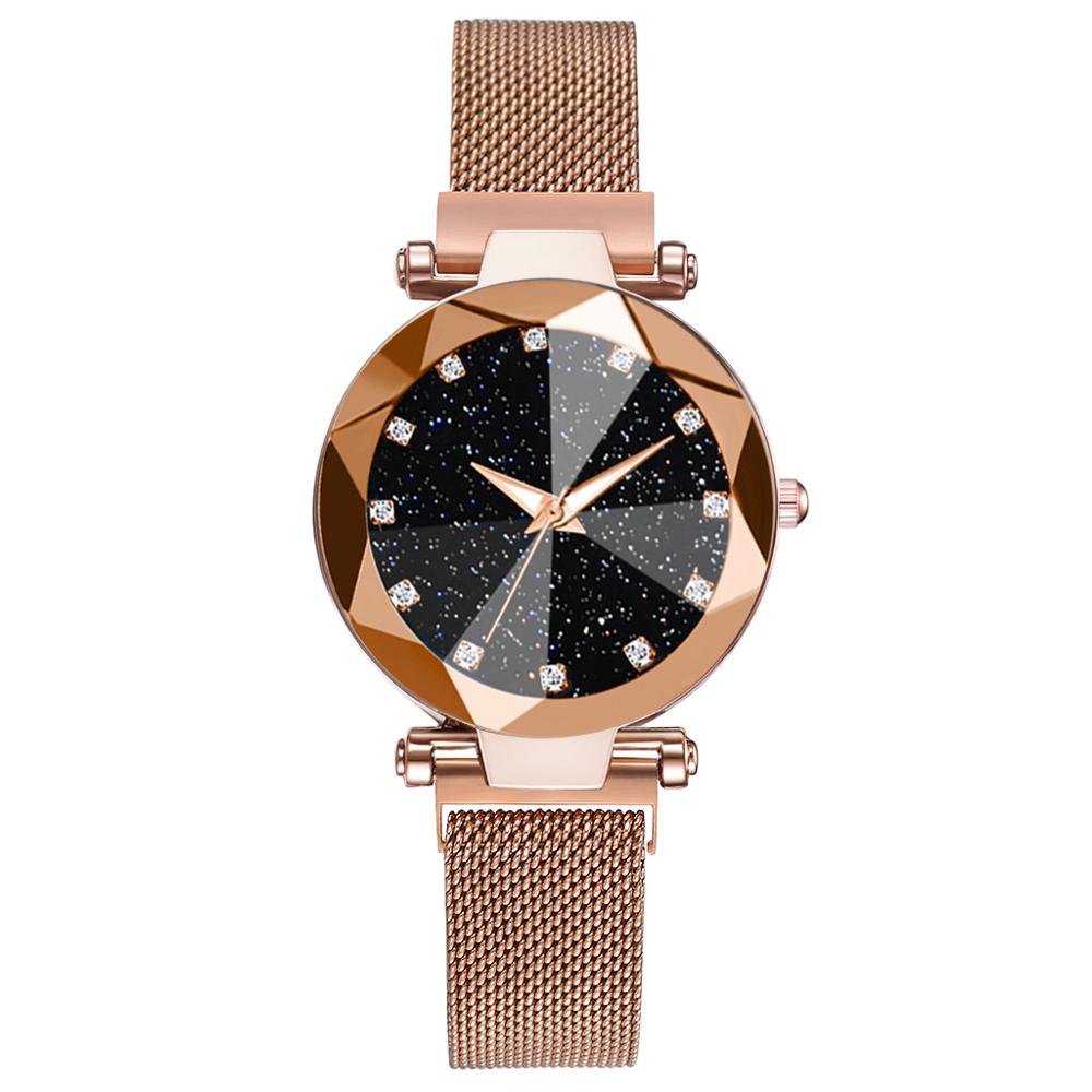 Ladies Magnetic Starry Sky Clock Luxury Women Watches Diamond Female Quartz Wristwatches Relogio Feminino Zegarek Damski: Gold