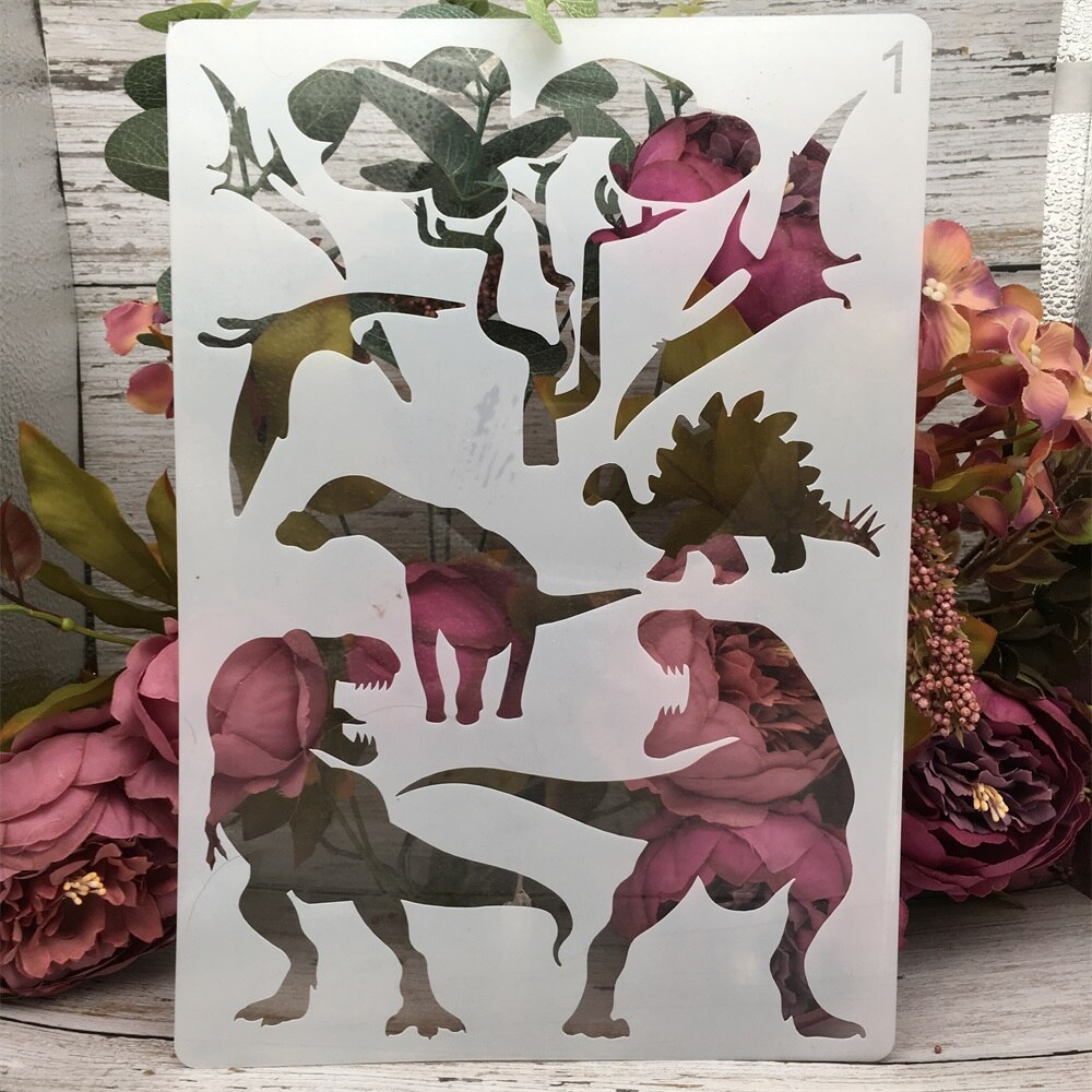 4 stuks  a4 29cm dinosaurus kameel wilde dieren diy gelaagdheid sjablonen schilderen plakboek kleuren reliëfalbum decoratief sjabloon