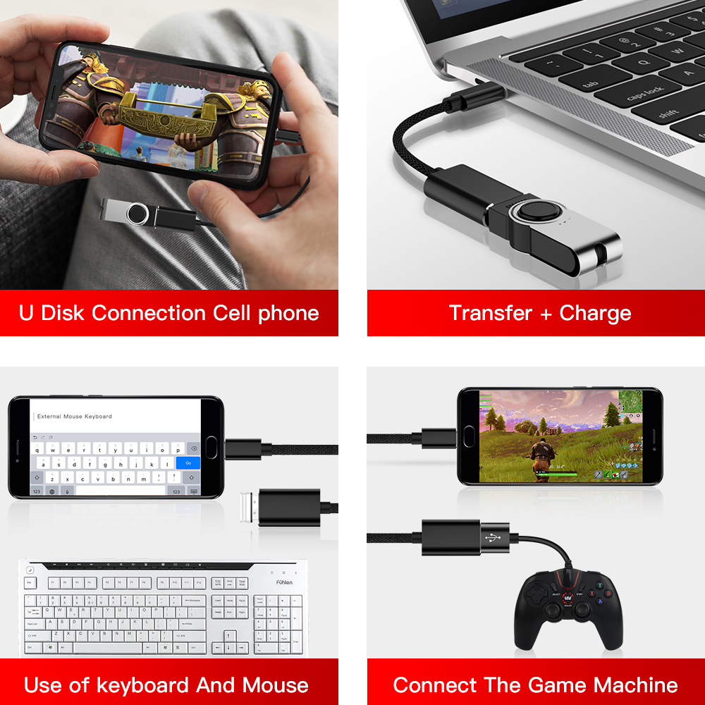 USB-C OTG câble type-c mâle à USB 2.0 femelle convertisseur métallique USB 2.0 à type-c OTG pour Samsung S10 S9 Macbook Xiaomi Mi8 Huawei