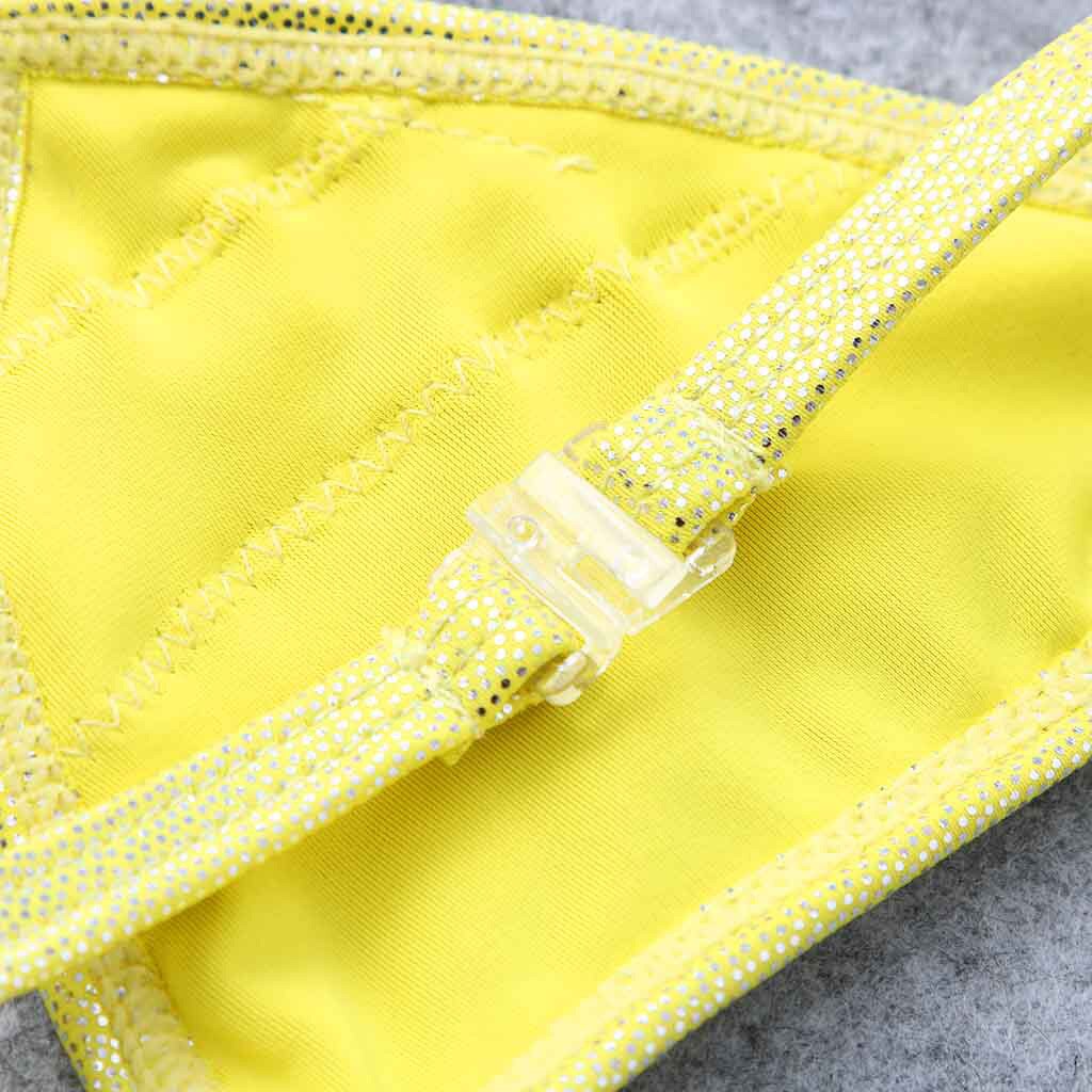 Toddler Kids Girls Ruffles frills Solid color split swimsuit bikini Sparkle Summer Swimwear Swimsuit Bikini Outfits L1203