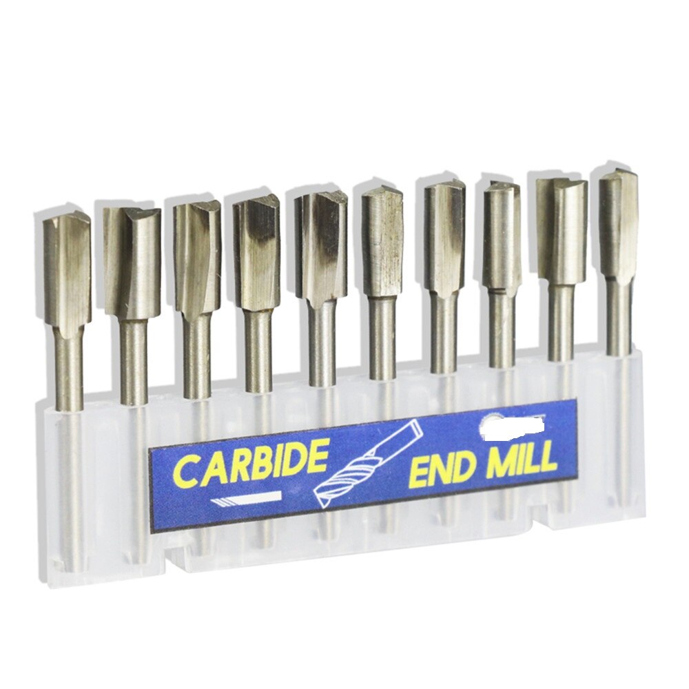 10Pcs 3mm Shank Wood Cutter Milling Wood Trimmer Cutter Fits Dremel Rotary Tool Wood Router Bits