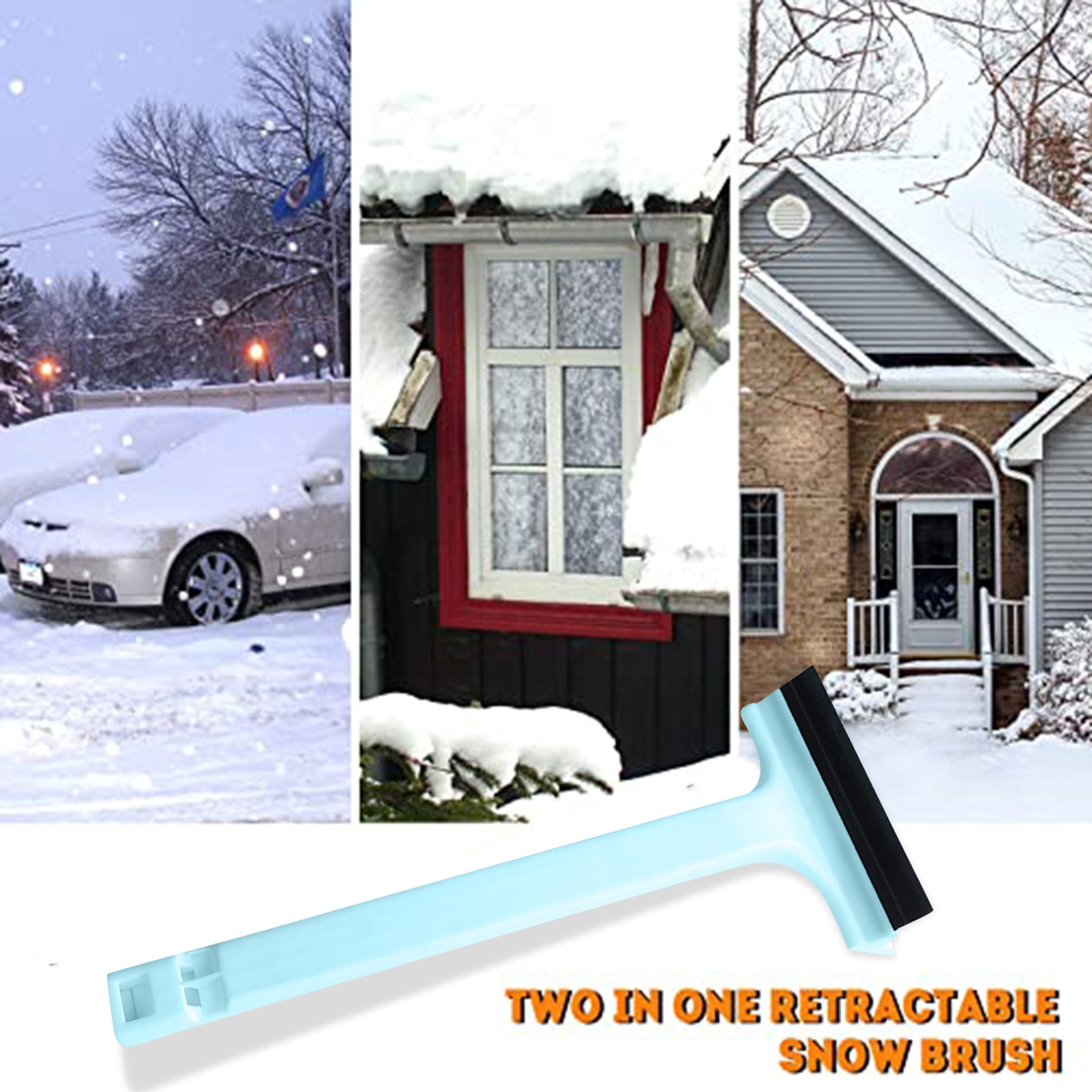 Car Ice Scraper Windshield Ice Breaker Quick Clean Glass Brush Snow Remover Auto Window Snow Brush Shovel HUG-Deals