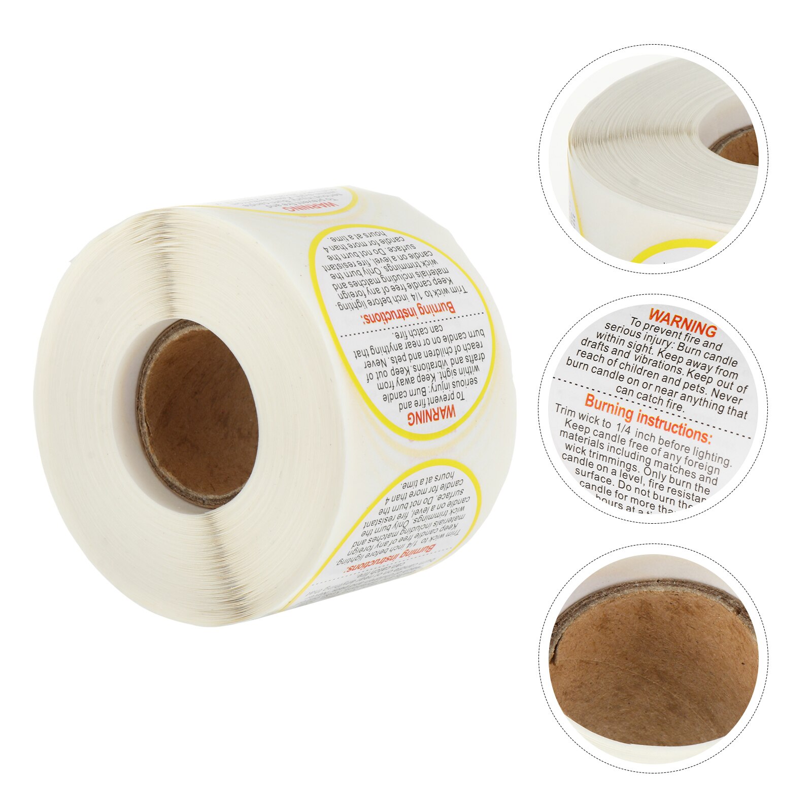 1 Roll Waterproof Adhesive Warning Decals Label for Candle Jars Containers
