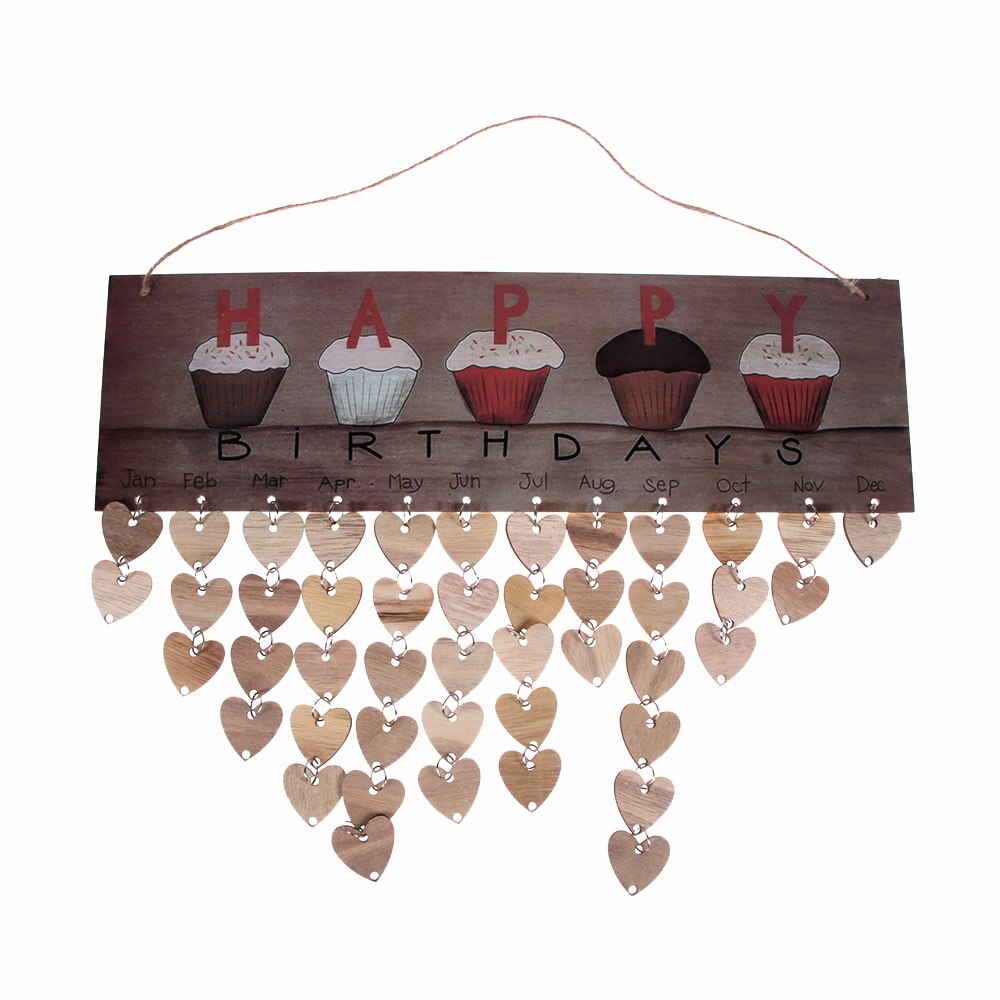 Diy Wooden Birthday Reminder Board Plaque Sign Hanging Family Friends Calendar: Default Title