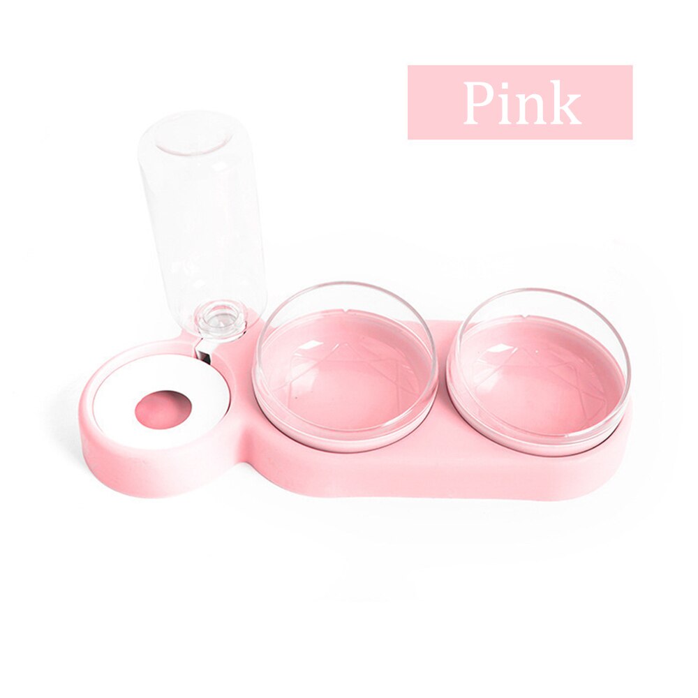 Double Pet Bowls Dog Food Water Feeder Stainless Steel Pet Drinking Bottle Feeder Cat Puppy Feeding Bowl Small Pet Supplies: Pink