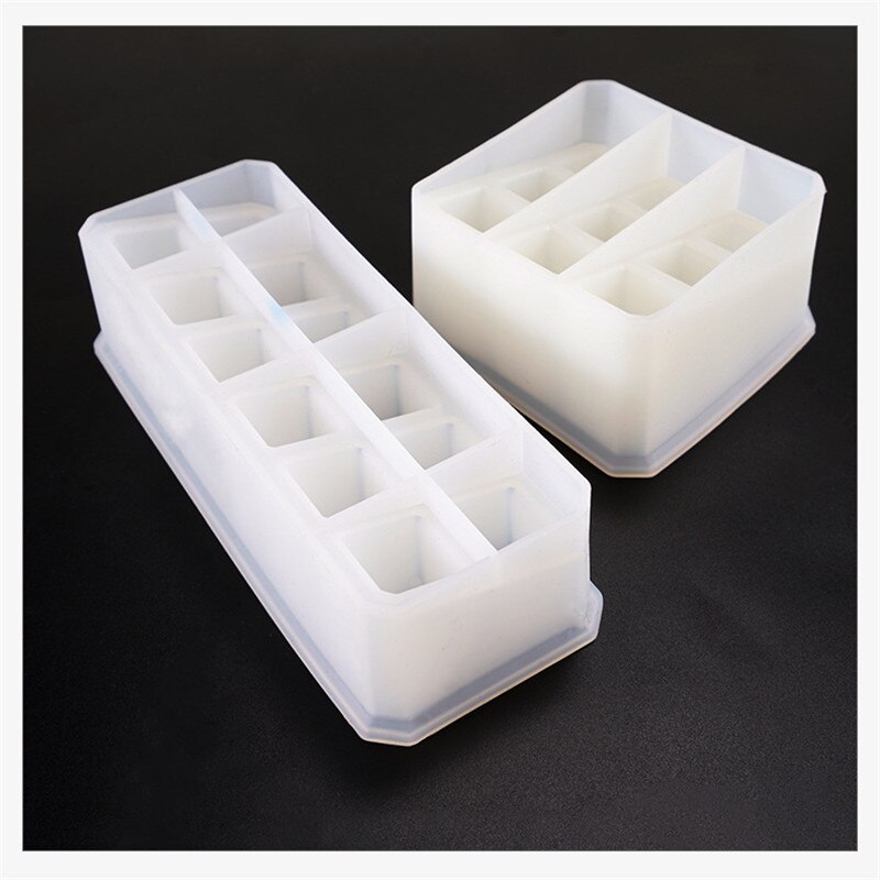 Kristall epoxihartsform diy handgjord tolv kvadratisk förvaringsbox silikonform