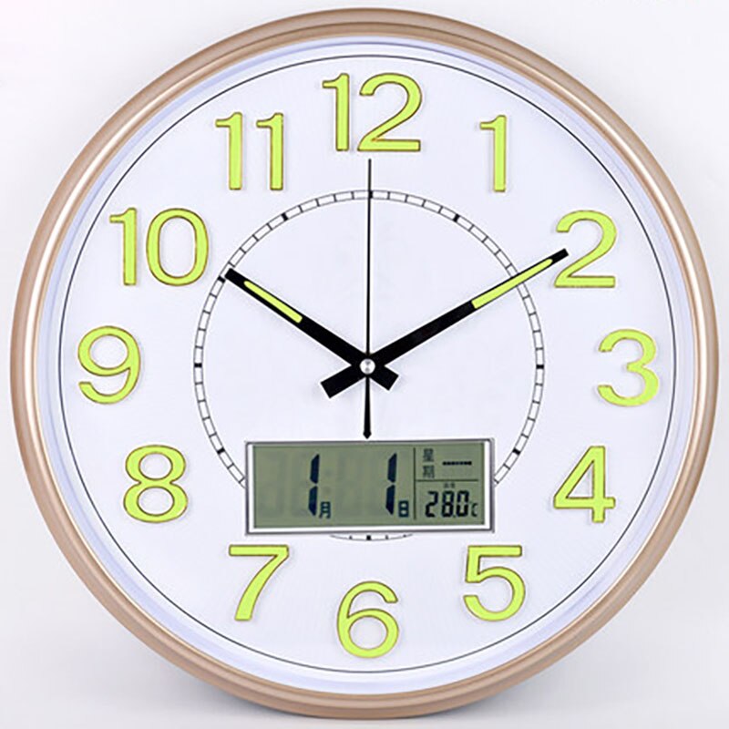 Mute vægur moderne stort natlys ur quartz dekorative digitale wanduhr vægmaleri vægure: 38cm stil 6