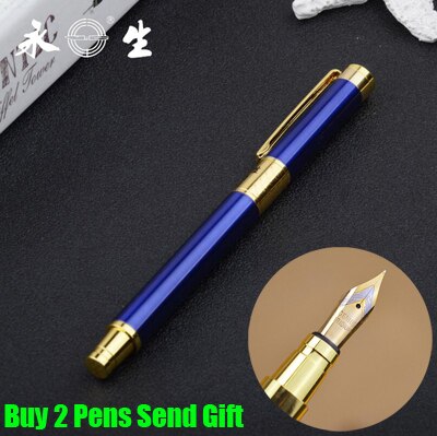 Merk yong sheng metalen vulpen doos verpakking business executive snel schrijvende inktpen 1132: Blauwe vulpen