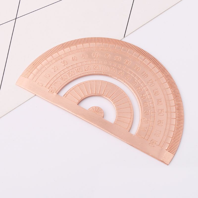 Transportador Retro de cobre, regla semicírculo, medición de dibujo, Herramientas de geometría matemática para estudiantes, papelería