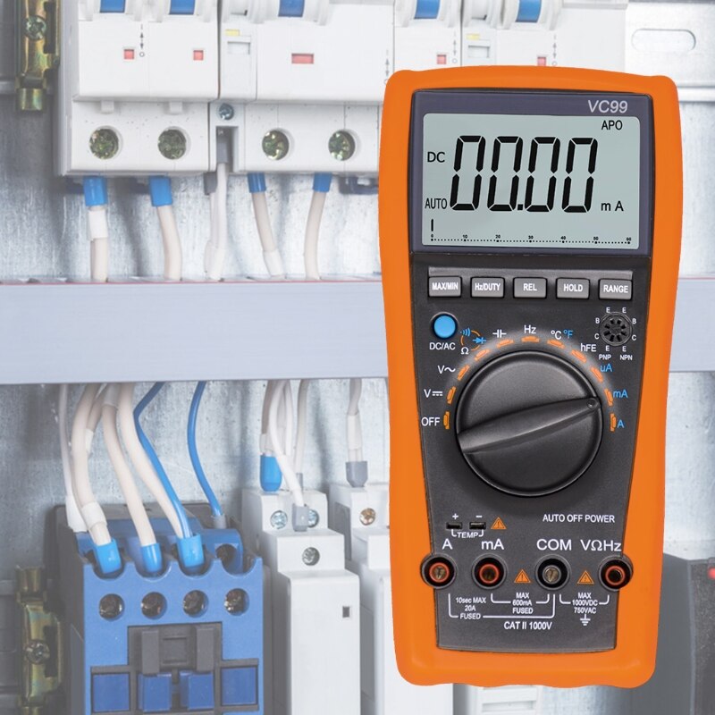 VC99 Auto Range Digital Multimeter 1000V 20A DC AC Voltage Current Meter Resistance Capacitance Tester