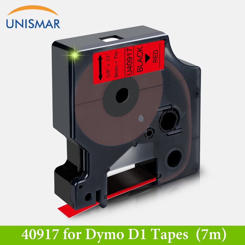 Unismar 9mm Label Tapes for Dymo D1 40913 40910 40917 40918 Label Manager 120P 210D 360D Label Writer 400 Label Maker 15 Color: Black on Red