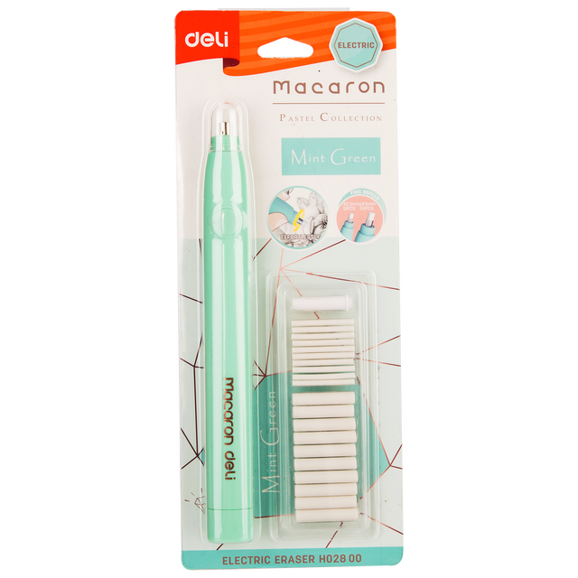 DELI Electric Pencil Eraser Drawing Rubber Electronic Erasers Refills for Kids Students School Office Supplies: Green