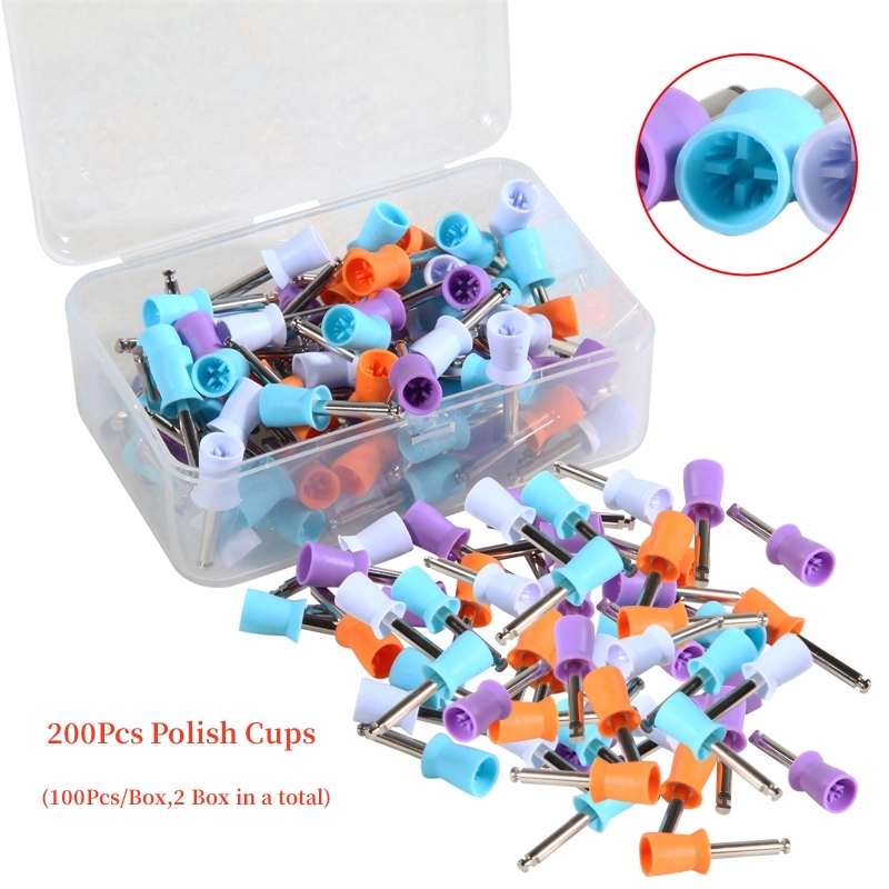 200 unids/pack cepillo de Pulido Dental kits de cepillos pulidor/vasos de pulido odontología pestillo de dientes tipo color mezclado: Rojo
