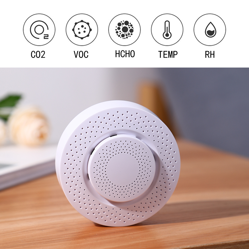 HCHO VOC CO2 Air Detection Temperature Sensor Humidity Sensor Tuya Smartlife APP Real-Time Monitor Security Protection
