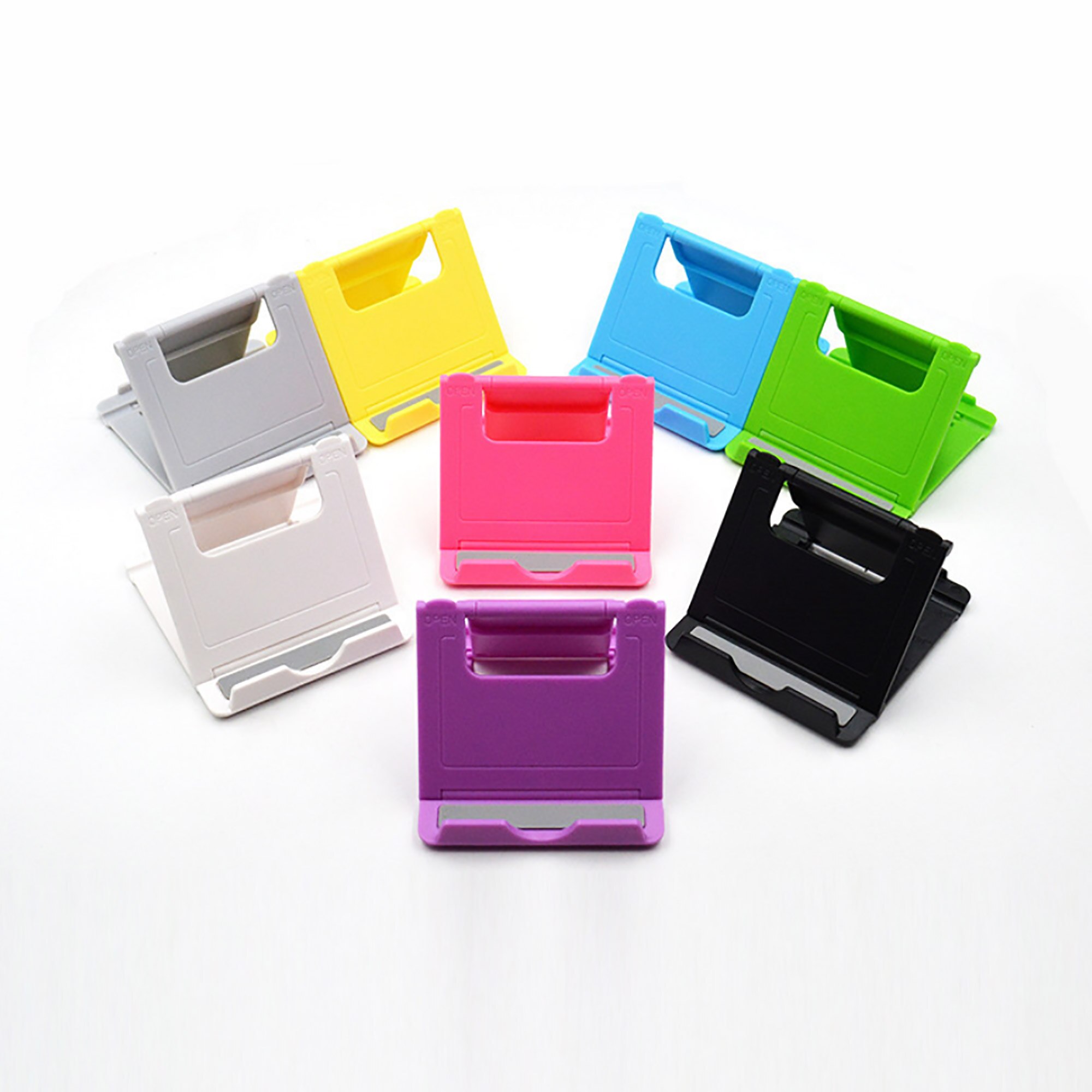 2pcs desk accessories Iphone holder Lazy Desktop Bracket Mount Stand Base bracket Foldable desk phone holder for iphone x 12: Mixed colors