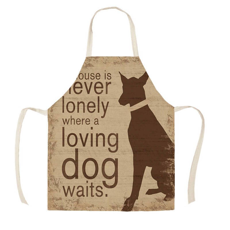 1 st köksförkläde hundbokstäver hem hundtryckta linneförkläden för män kvinnor städverktyg för hem  wq016: Wq01610 / 38 x 47cm barnstorlek
