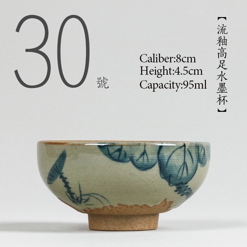 Chinese Handpainted tea cup On-glazed Kung fu tea set 25~100ml porcelain Small tea bowl Japanese Style teacup: 30