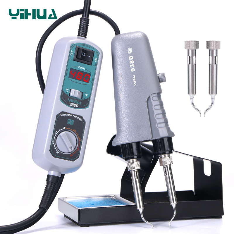 YIHUA 938D Portable Tweezers Soldering Station 110V 220V Soldering Iron Station Chip Desoldering Kit Set SMD Welding Equipment: Set 1 / AU