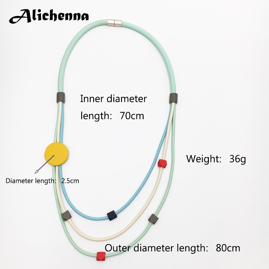 Geometrische Rubber Lederen Touw Lange Ketting Verklaring Vrouwen Milieuvriendelijk Materiaal Mode Magneet Gesp Ketting