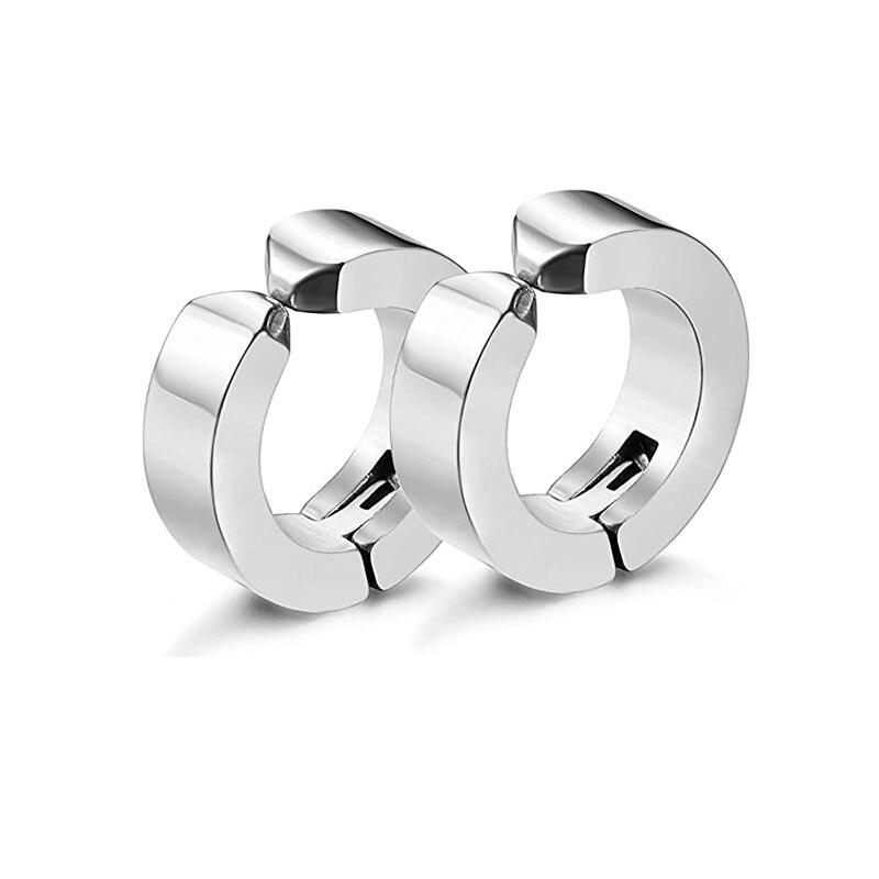 Juego de 4 pares de pendientes de acero inoxidable para hombre y mujer, tachuelas magnéticas sin perforación, CZ, Color acero de 6MM: Style D-1pairs