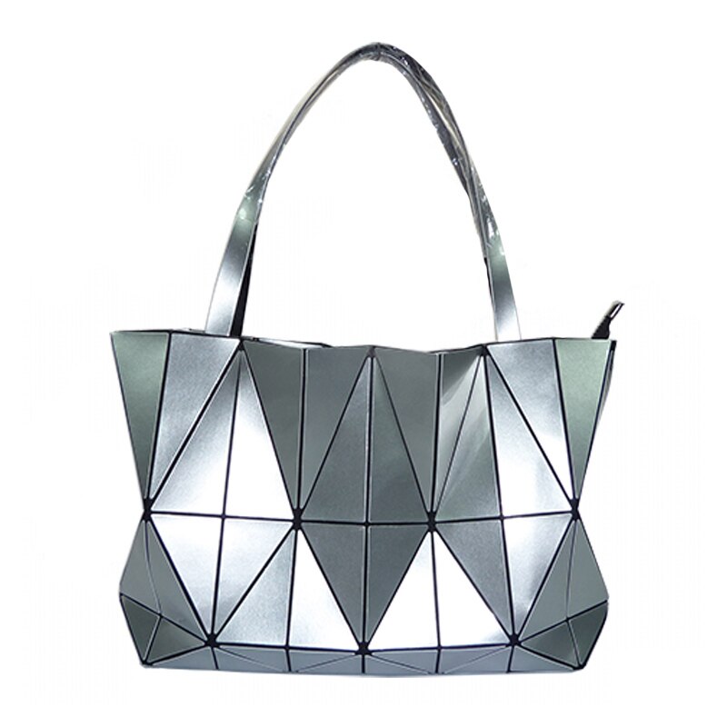 neue Bao Taschen Frauen Handtasche Geometrie Totes Pailletten Spiegel Saser Einfachen Klapp Schulter Taschen Leucht Tasche Bao Hologramm bolsa: Sliver