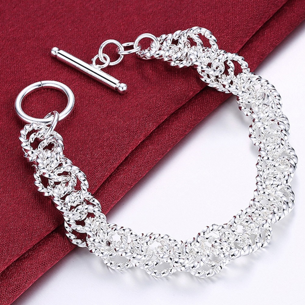 Price 925 Silver Jewelry Surround Circle Bracelets Bangles for Women Men Charm Jewelry