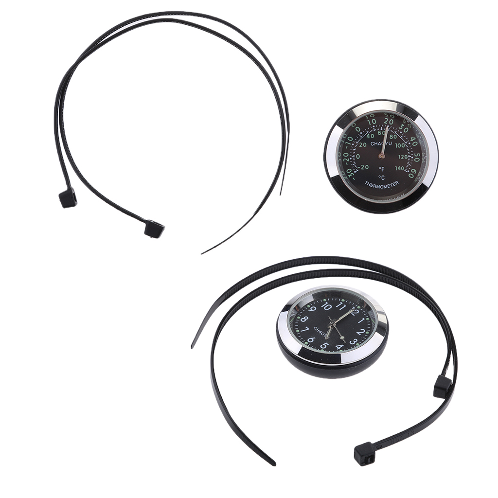 7/8'' 1'' Motorcycle Handlebar Mount Dial Clock Watch Thermometer Temp Gauge