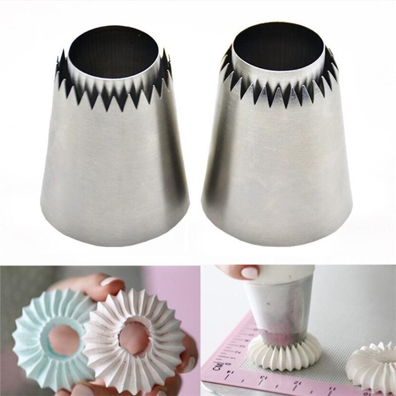 Sultan Buis Russische Gebak Tip 2Pcs Icing Piping Stainlessl Staal Nozzles Grote Icing Piping Nozzles Cupcake Bakken Tool Cookie
